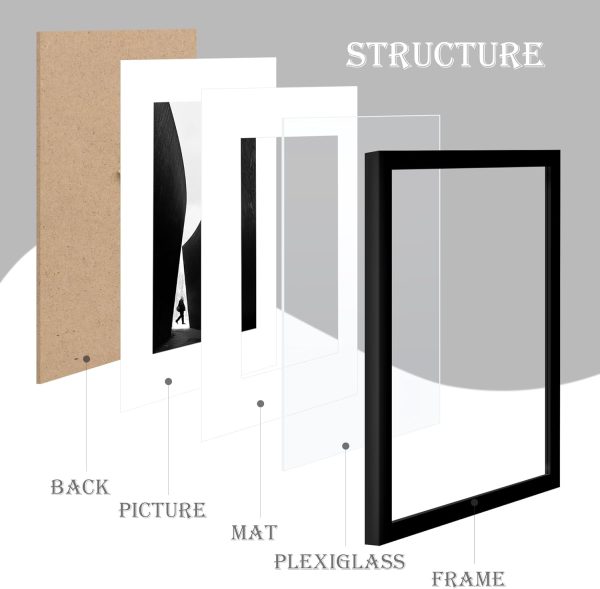 8x10 Picture Frame Sef of 10, Display Pictures 5x7 with Mat or 8 x 10 Without Mat, Photo Frame Collage for Wall Gallery Decor, Hanging or Tabletop Display, Black - Image 5