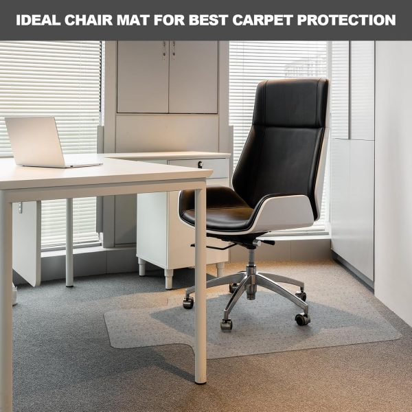 Chair Mat for Carpet- Low Pile (1/4" Thick) Carpet Protector for Office Gaming Desk Chair. Heavy Duty Desk Chair Mat for Carpeted Floors (for Carpet Floor, with Lip-47.5" x 35.5") - Image 3