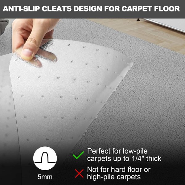 Chair Mat for Carpet- Low Pile (1/4" Thick) Carpet Protector for Office Gaming Desk Chair. Heavy Duty Desk Chair Mat for Carpeted Floors (for Carpet Floor, with Lip-47.5" x 35.5") - Image 4