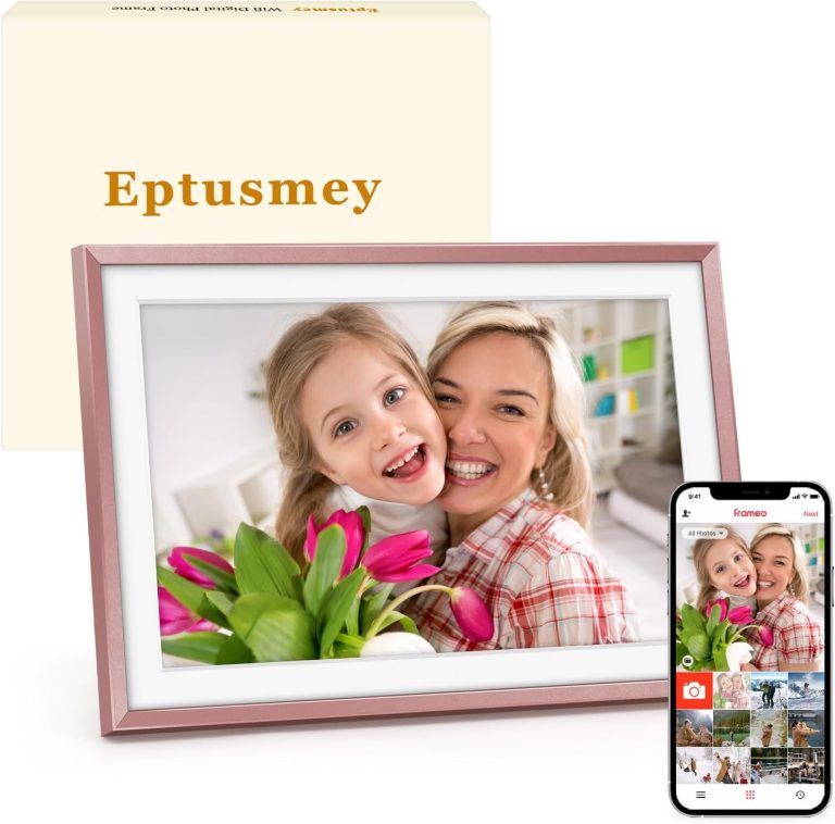 Digital Picture Frame：Built-in 32GB| WiFi Digital Photo Frame with 10.1″ Touch Display, Send Picture/Video via Frameo/USB/Micro SD, Easy Setup, for mom