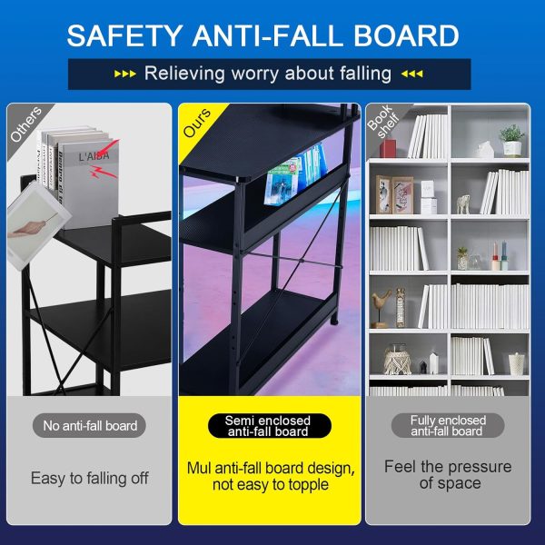 GTRACING L Shaped Gaming Desk, Carbon Fiber Style Computer Desk Compatible with Monitor Arm Storage Shelves Corner Desk Gaming Table for Home Office Desks Easy to Assemble Adjustable Shelf Height - Image 6