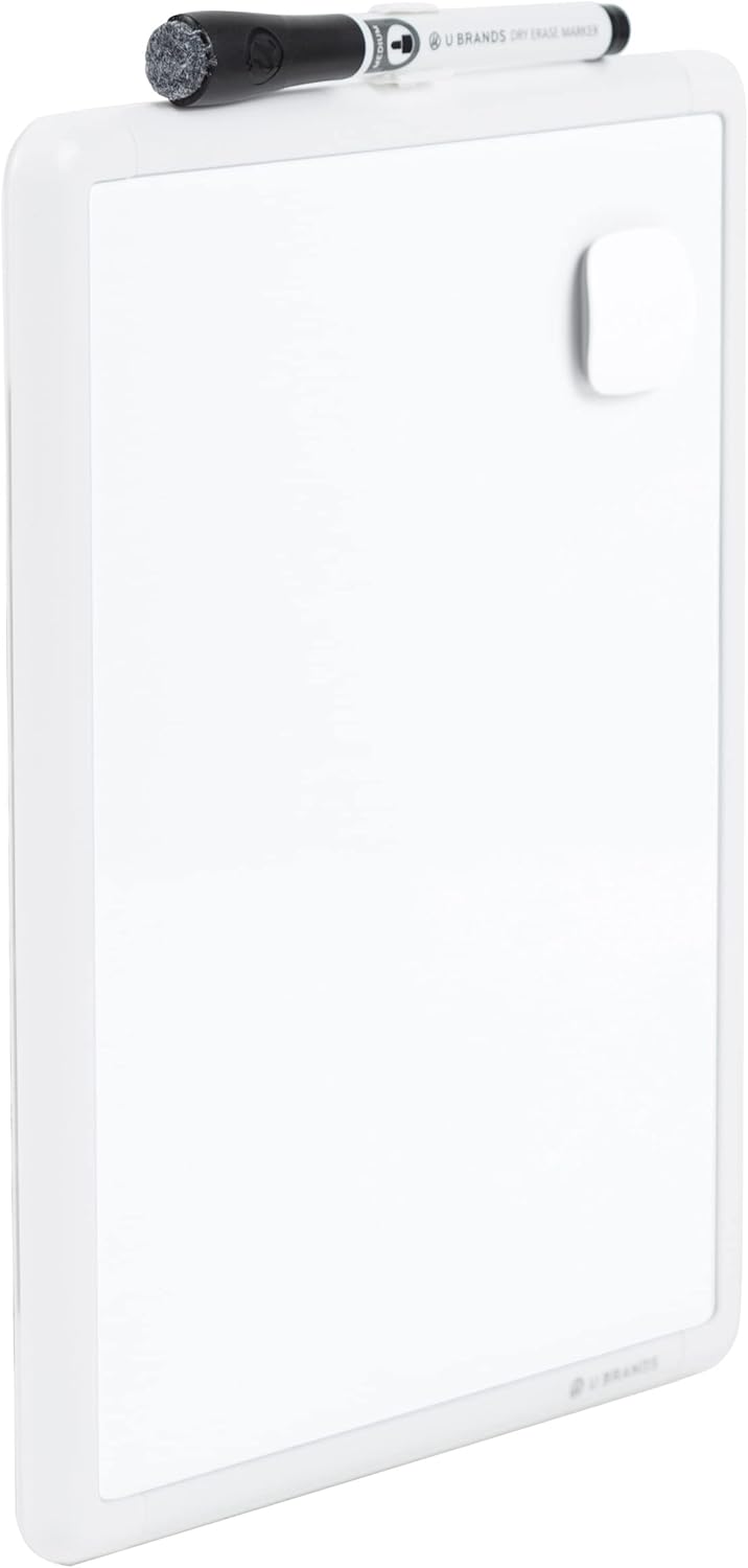 U Brands Contempo Magnetic Dry Erase Board, 8.5″x11″, White Modern Frame, Includes Magnet and Marker