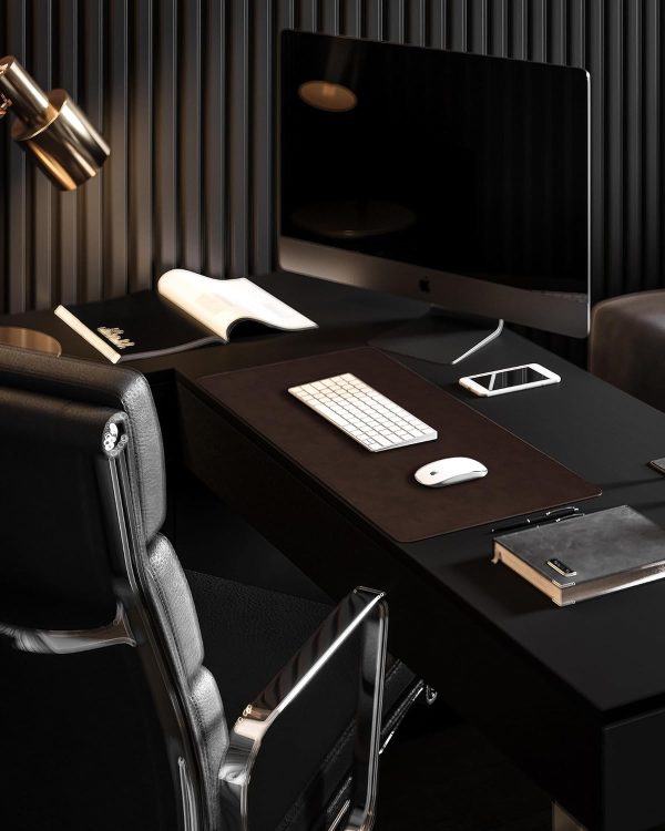 YSAGi Genuine Leather Desk Mat, 31.5"x15.8" Office Desk Pad, Thick Premium Table Pad with Stitched Line, Non-Slip Laptop Writing Pad with Rubber Base (Dark Brown, 31.5"x15.8") - Image 8